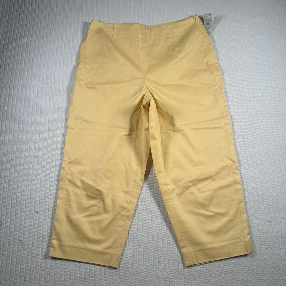 TALBOTS Yellow Crop Pants Womens Size 10 Petite NWT Mid Rise Stretch Capri